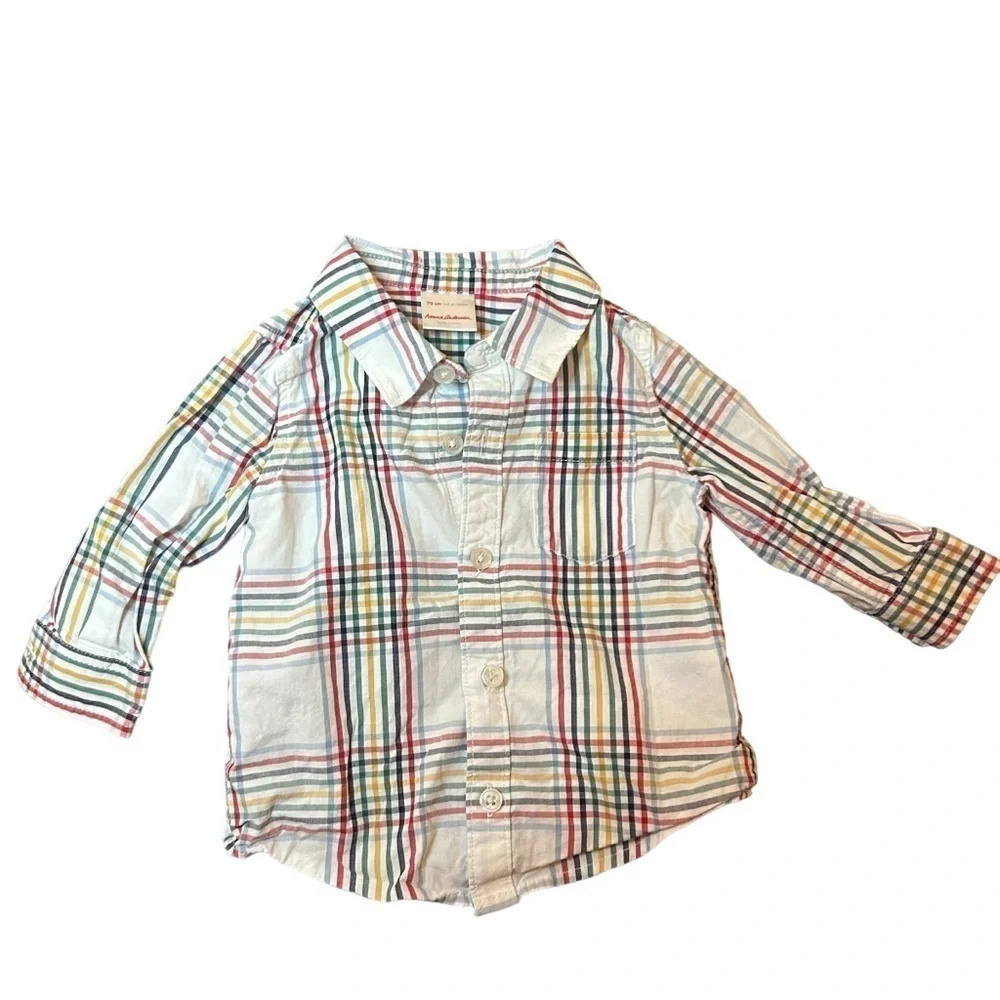Hannah Andersson baby button down shirts lot of 2 6-12 months